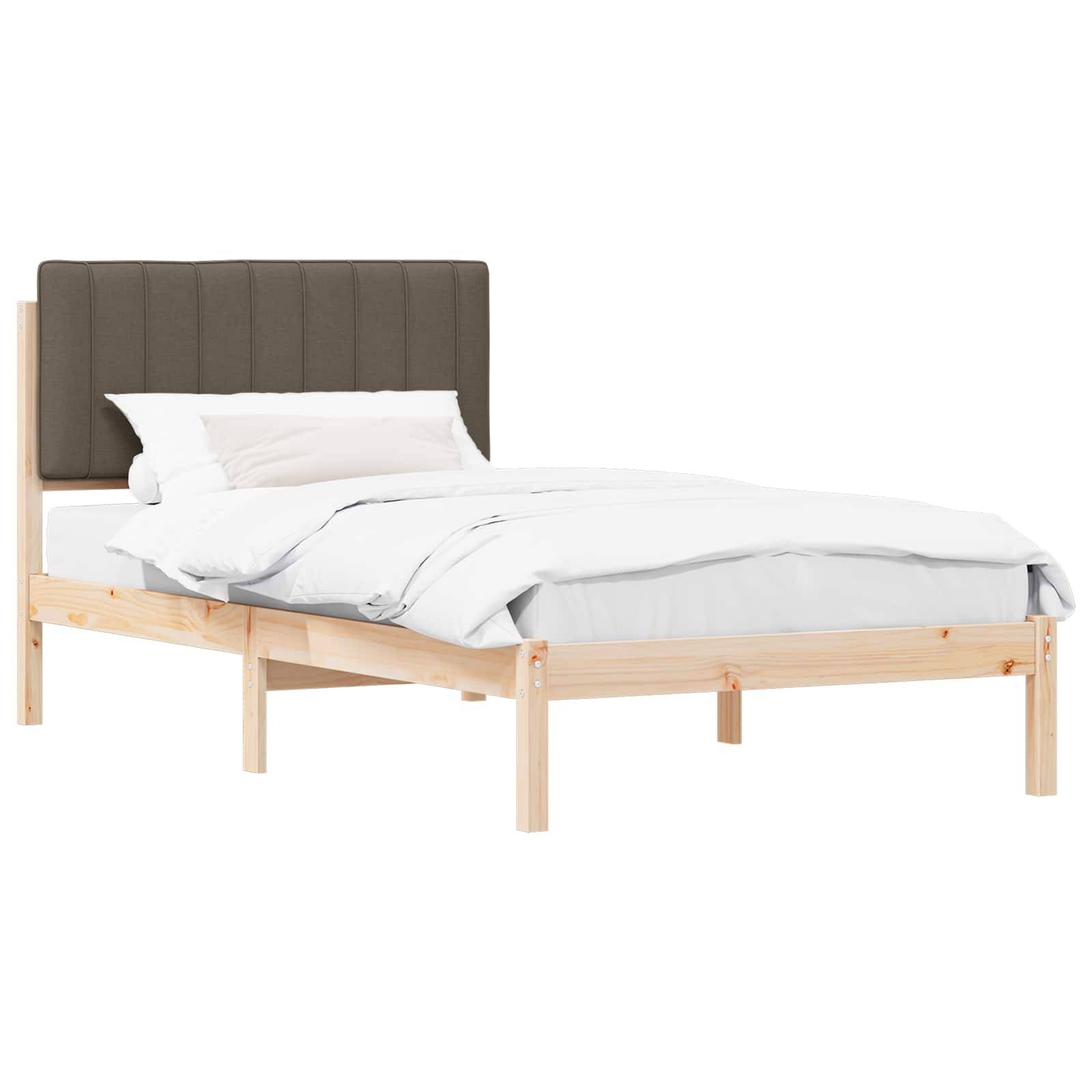 vidaXL Bettgestell mit gepolstertem Kopfteil Taupe 100 x 200 cm