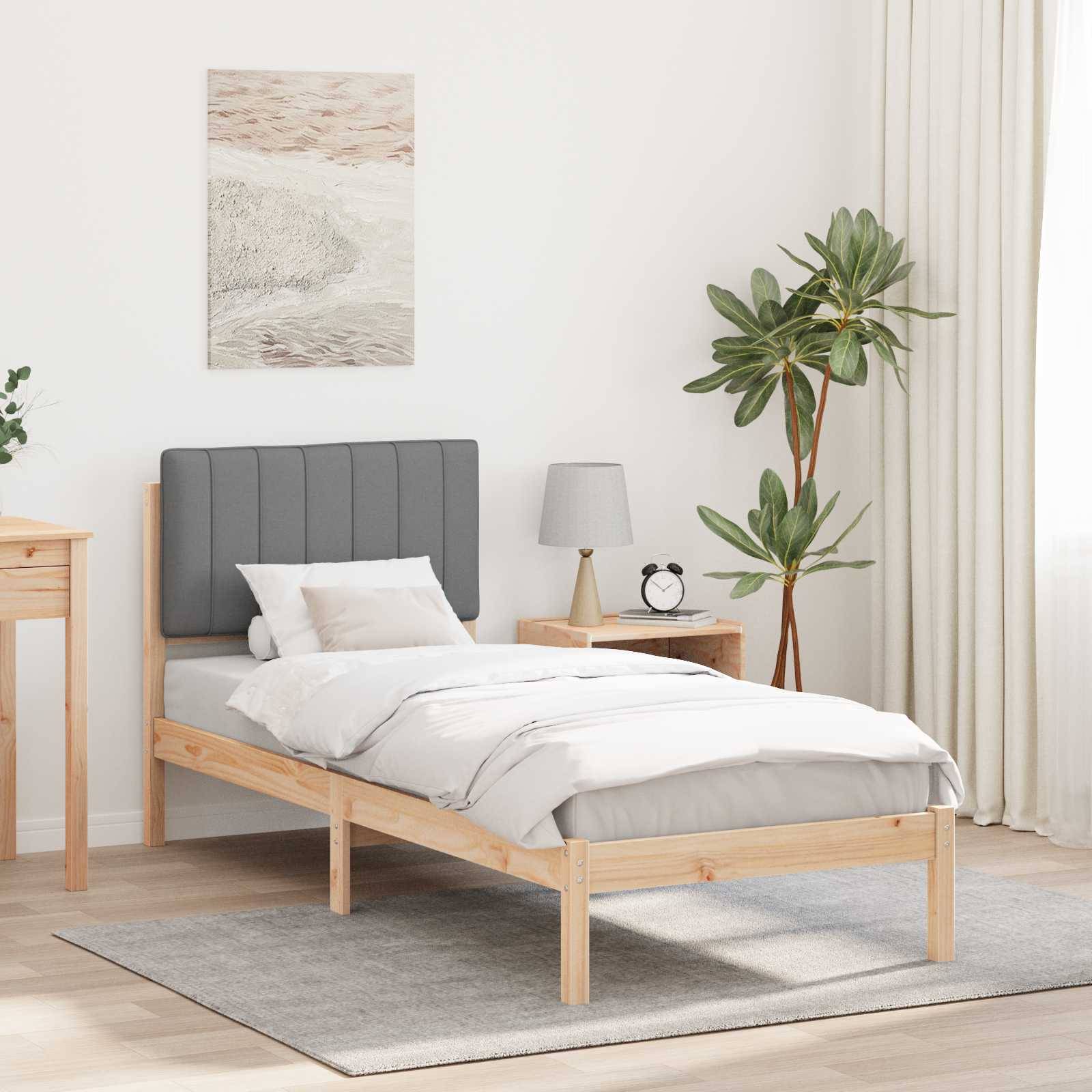 vidaXL Bettgestell mit gepolstertem Kopfteil Hellgrau 75 x 190 cm