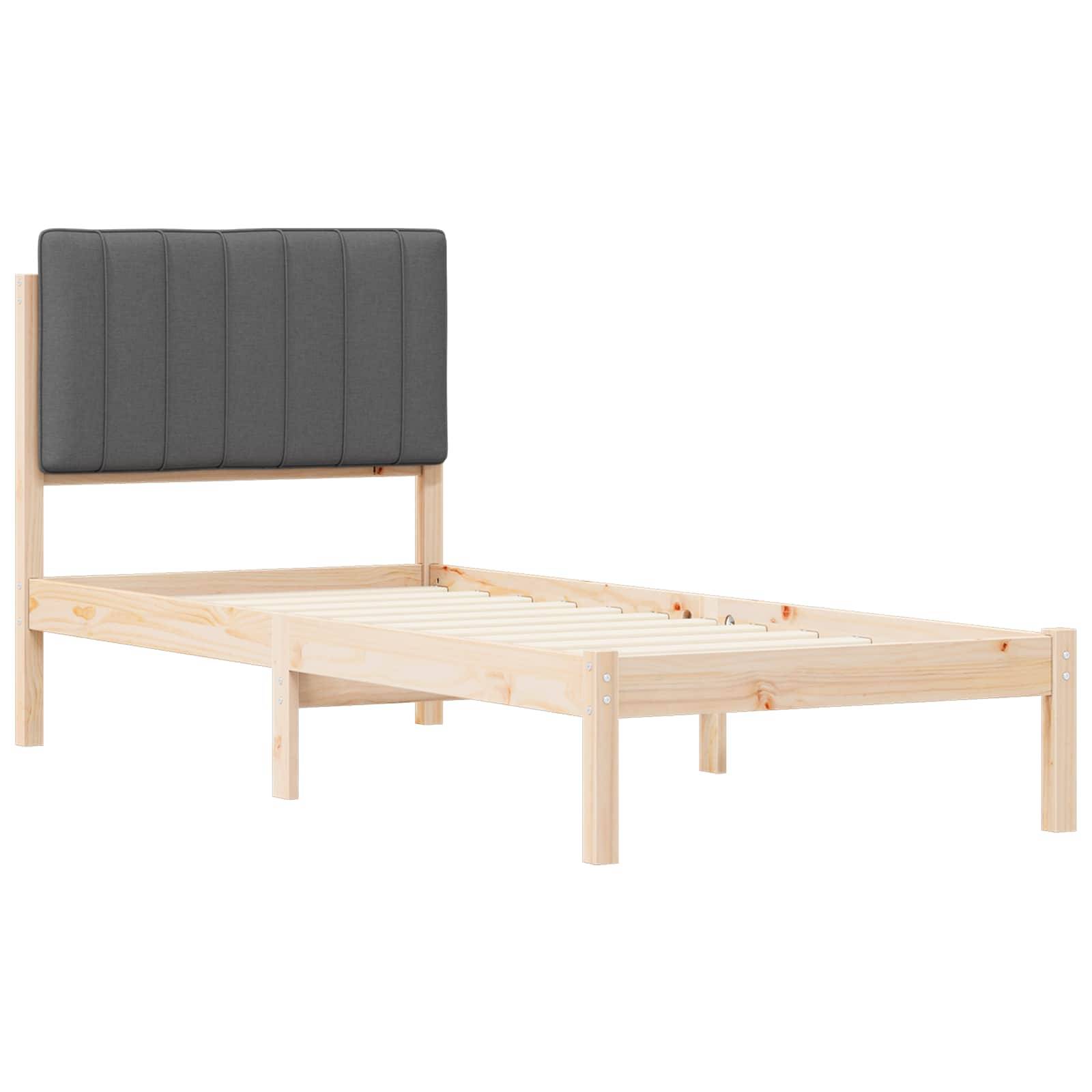 vidaXL Bettgestell mit gepolstertem Kopfteil Dunkelgrau 80 x 200 cm