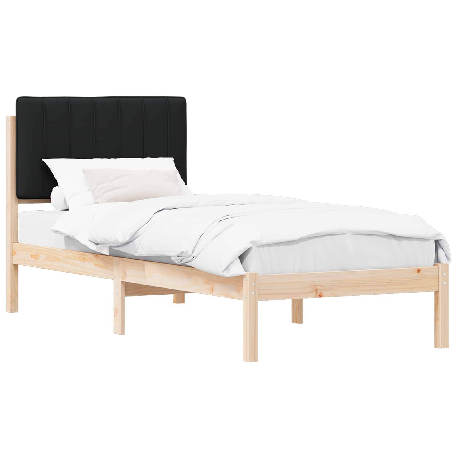 vidaXL Bettgestell mit gepolstertem Kopfteil Schwarz 80 x 200 cm