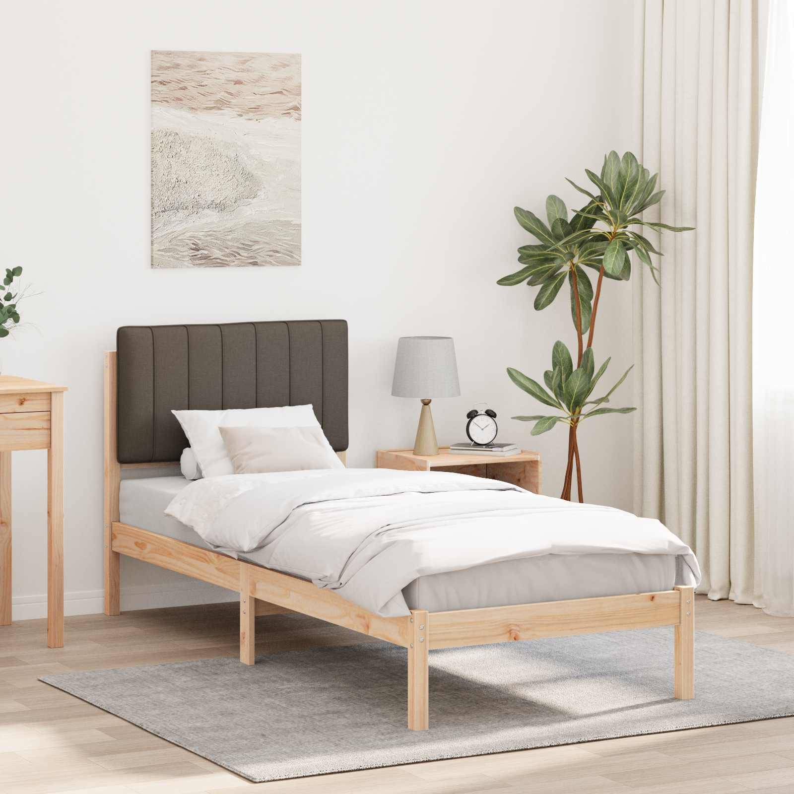 vidaXL Bettgestell mit gepolstertem Kopfteil Taupe 75 x 190 cm