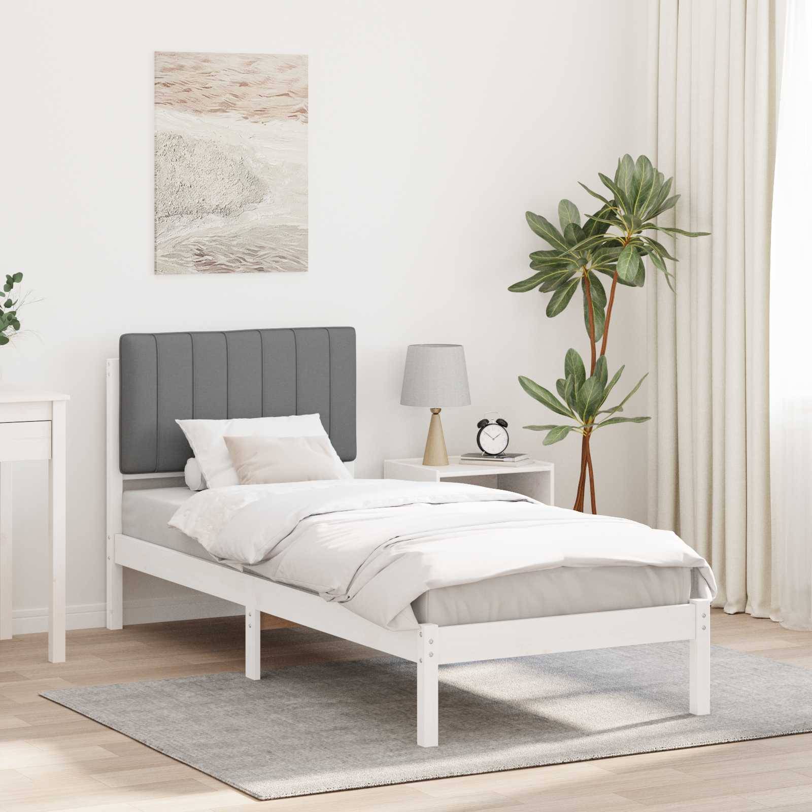 vidaXL Bettgestell mit gepolstertem Kopfteil Hellgrau 75 x 190 cm