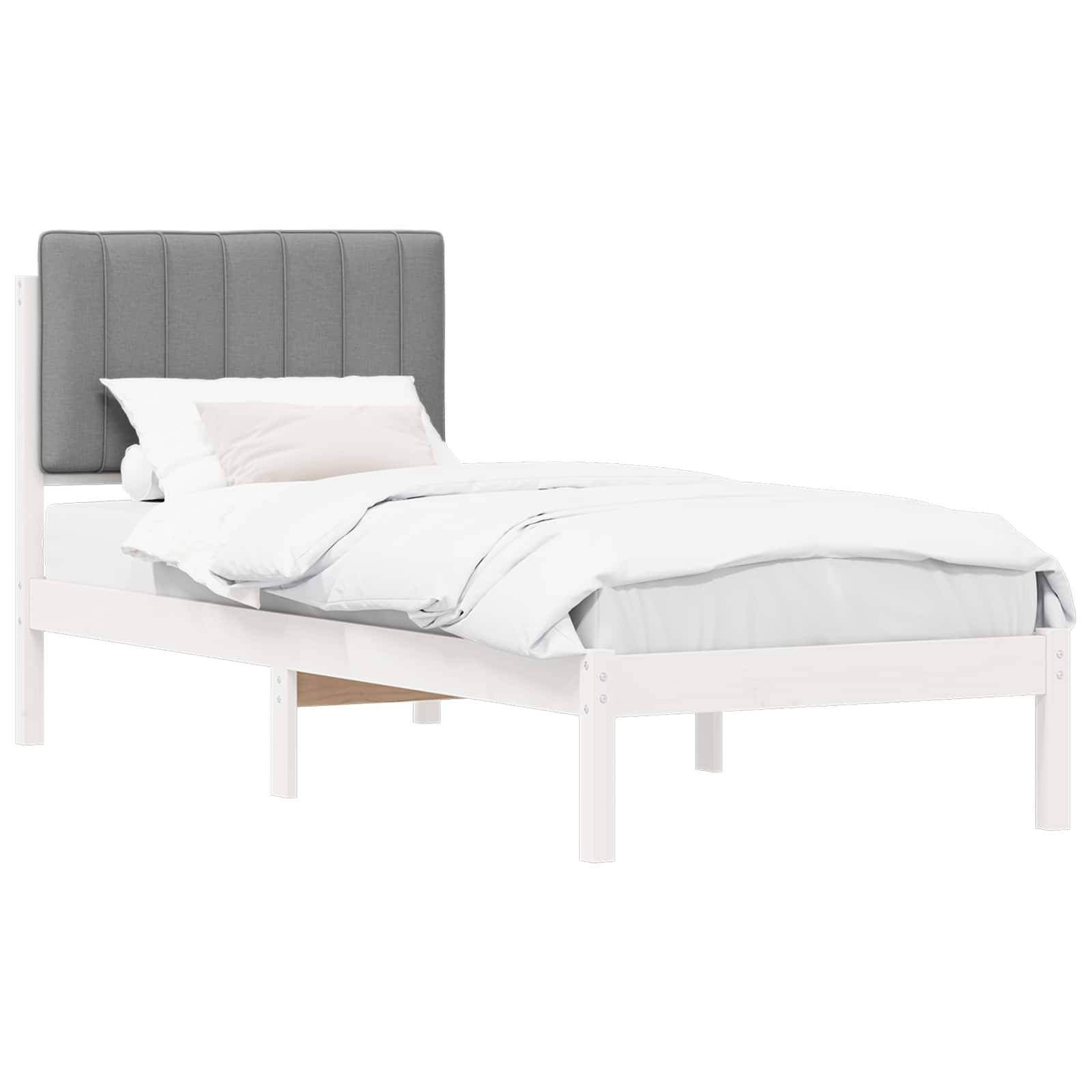 vidaXL Bettgestell mit gepolstertem Kopfteil Hellgrau 75 x 190 cm