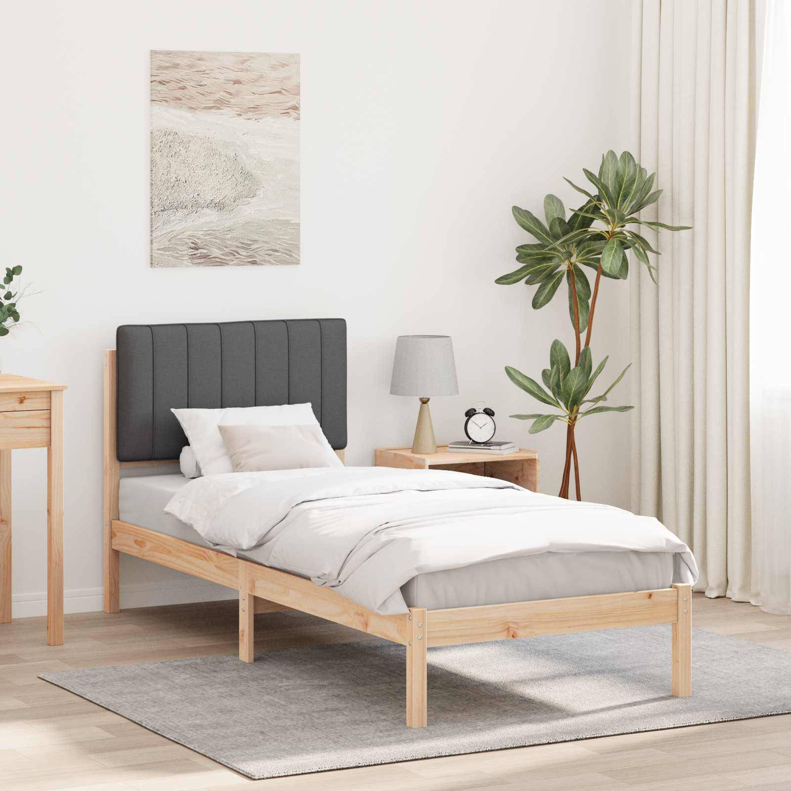 vidaXL Bettgestell mit gepolstertem Kopfteil Dunkelgrau 80 x 200 cm
