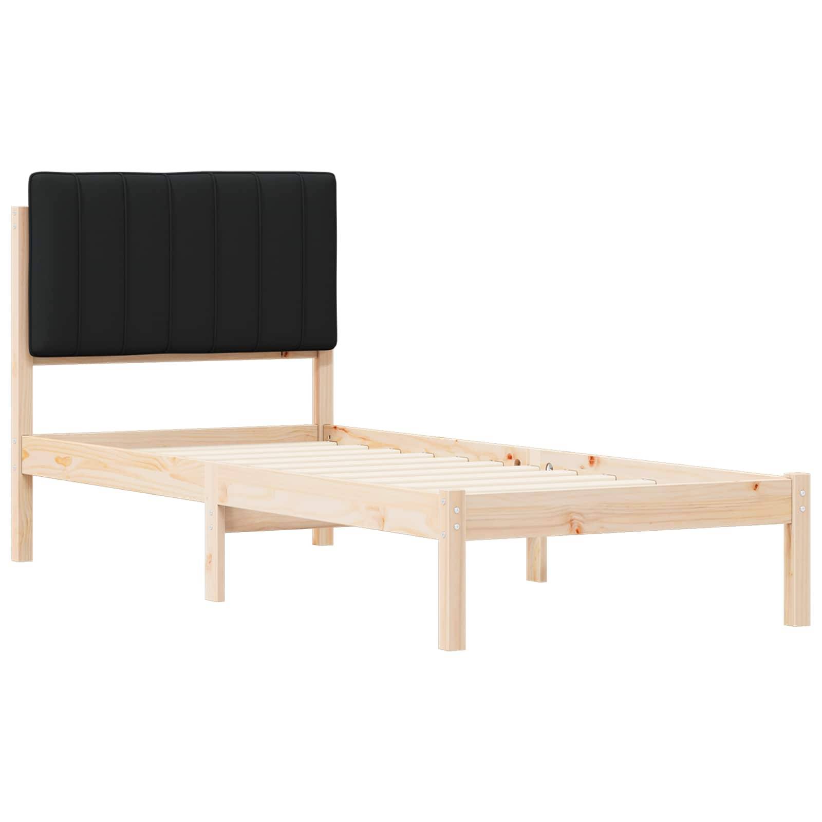 vidaXL Bettgestell mit gepolstertem Kopfteil Schwarz 80 x 200 cm