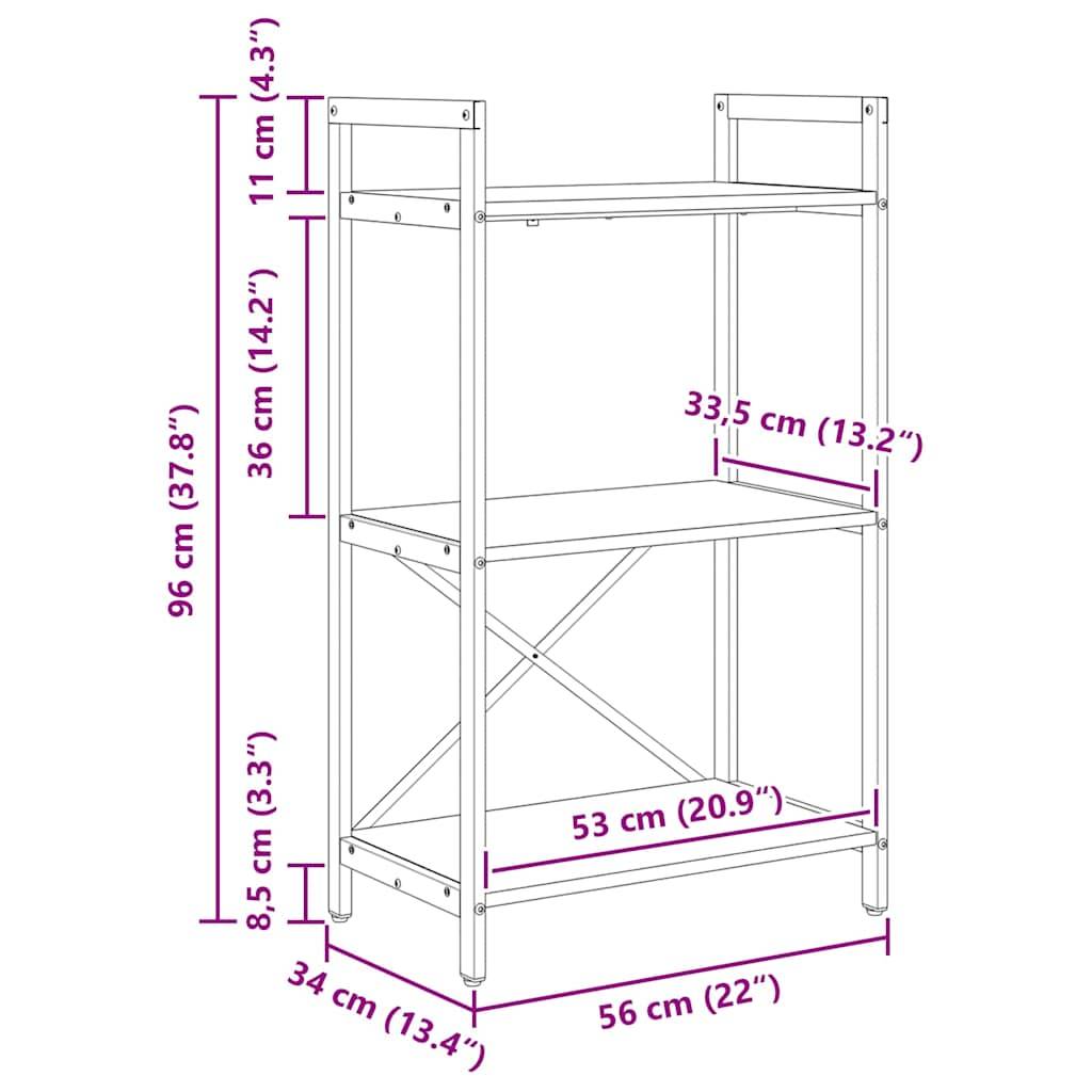 Metall-Regalsystem Abmessungen: Höhe 96 cm (37.8
