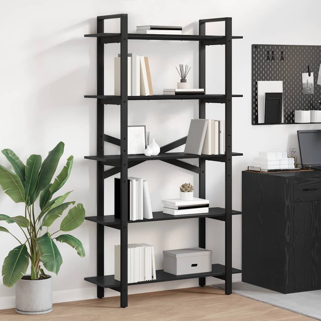 vidaXL Bücherregal Schwarz Eichen-Optik 100 x 33,5 x 178 cm