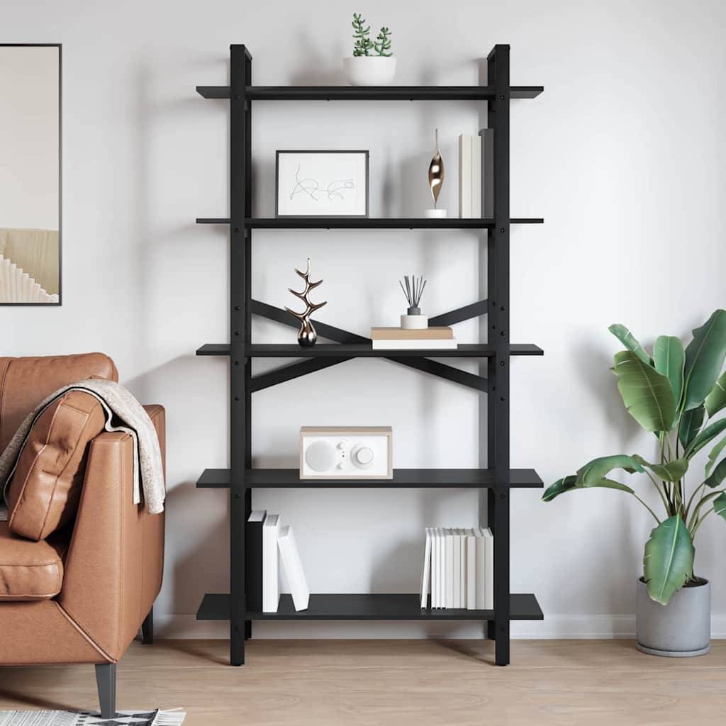 vidaXL Bücherregal Schwarz Eichen-Optik 100 x 33,5 x 178 cm