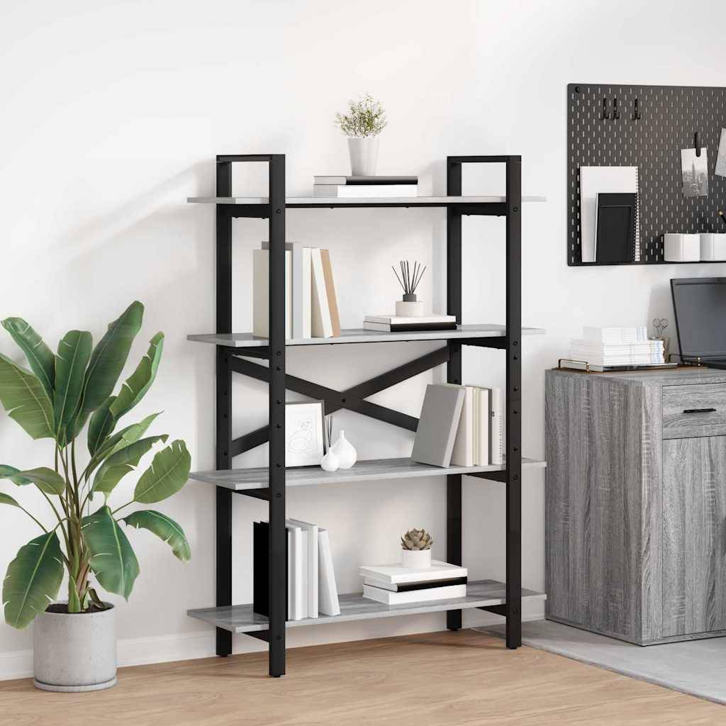 vidaXL Bücherregal Graues Sonoma 100 x 33,5 x 140 cm Holzwerkstoff