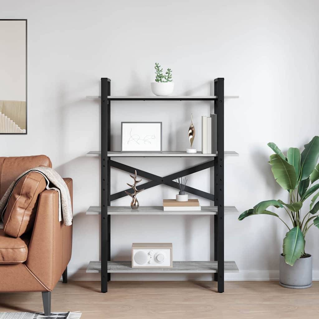 vidaXL Bücherregal Graues Sonoma 100 x 33,5 x 140 cm Holzwerkstoff