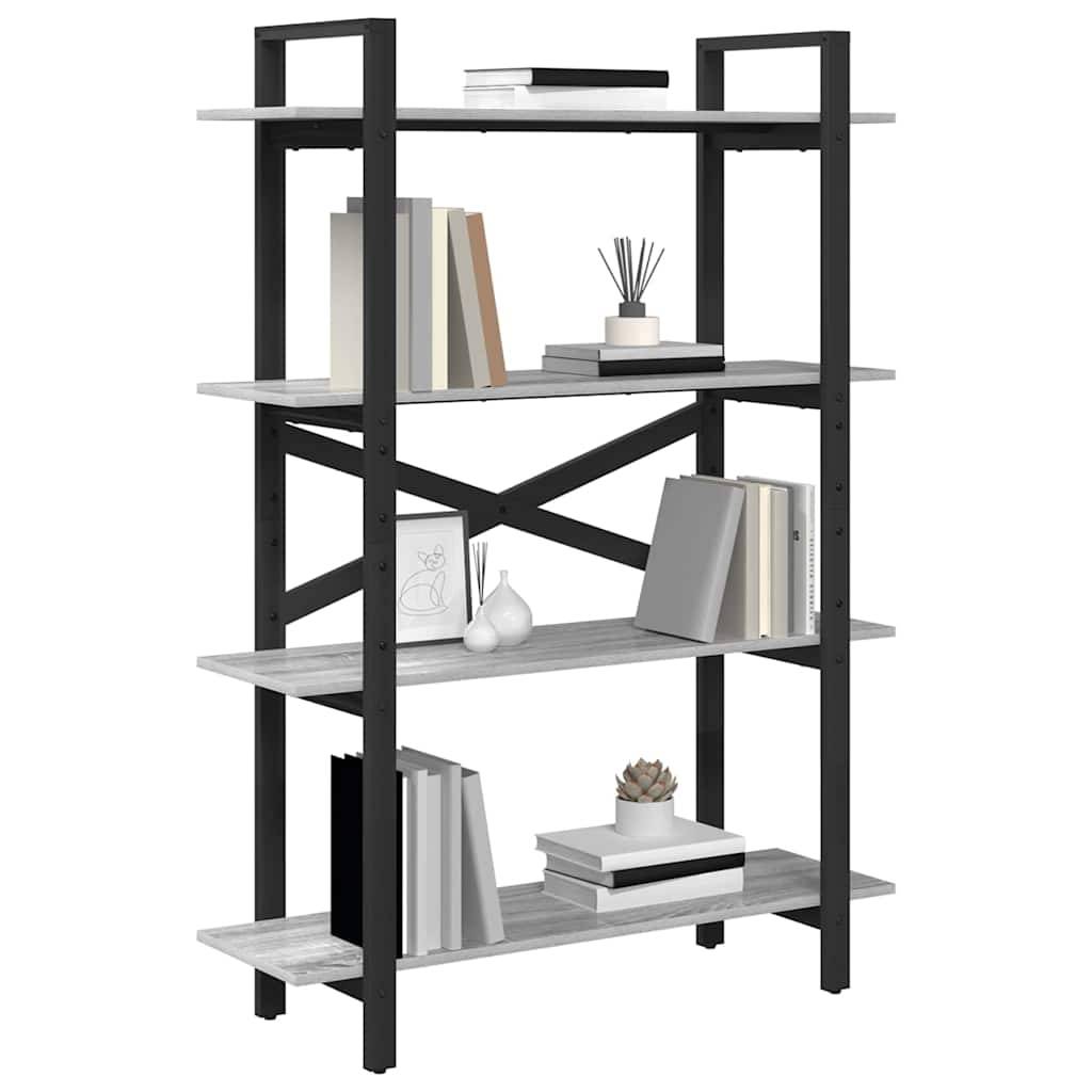 vidaXL Bücherregal Graues Sonoma 100 x 33,5 x 140 cm Holzwerkstoff