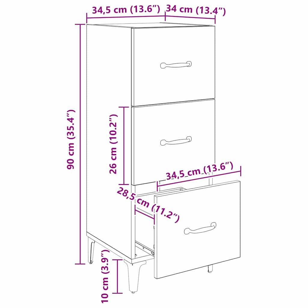 vidaXL Sideboard Altholz 34,5 x 34 x 90 cm Holzwerkstoff