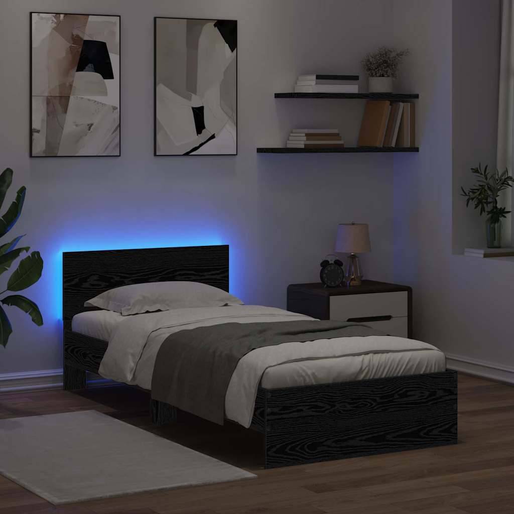 vidaXL Bettrahmen Schwarz Eichen-Optik 100 x 200 cm Holzwerkstoff
