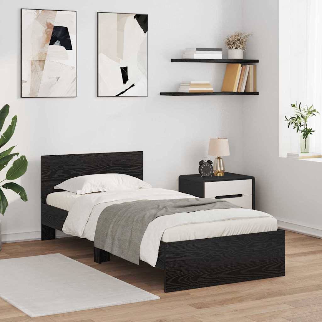 vidaXL Bettrahmen Schwarz Eichen-Optik 100 x 200 cm Holzwerkstoff