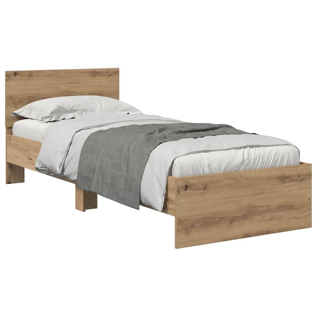 vidaXL Bettrahmen mit Kopfteil Artisan-Eiche 75 x 190 cm Holzwerkstoff