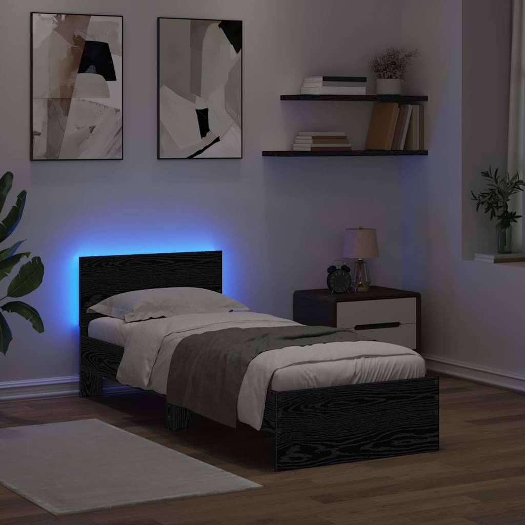 vidaXL Bettrahmen Schwarz Eichen-Optik 75 x 190 cm Holzwerkstoff