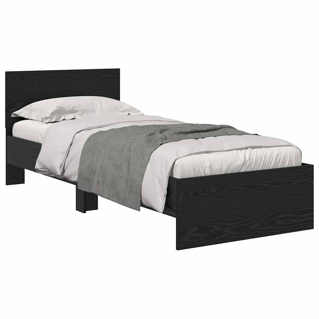 vidaXL Bettrahmen Schwarz Eichen-Optik 75 x 190 cm Holzwerkstoff