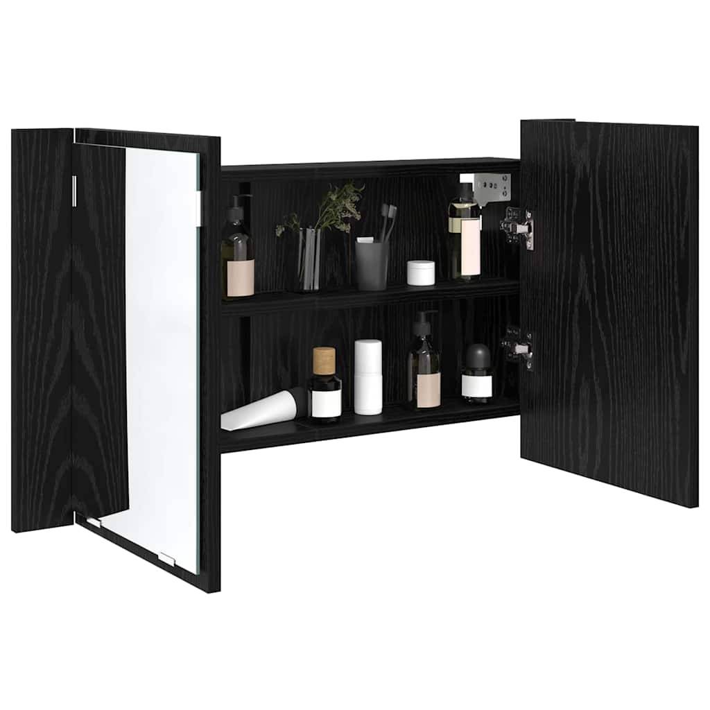 vidaXL Badezimmerspiegelschrank Schwarz Eichen-Optik 80 x 12 x 45 cm