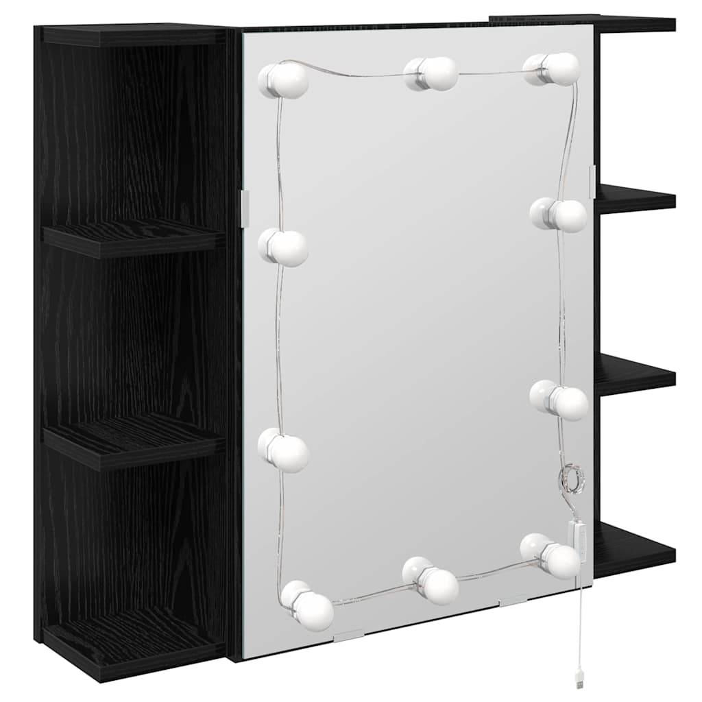 vidaXL Spiegelschrank mit Regal Schwarz Eichen-Optik 70 x 16,5 x 60 cm