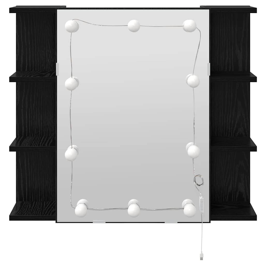 vidaXL Spiegelschrank mit Regal Schwarz Eichen-Optik 70 x 16,5 x 60 cm