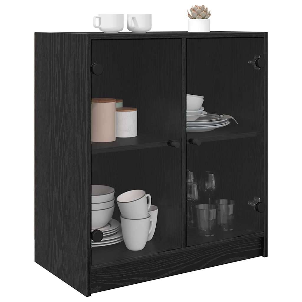 vidaXL Seitenschrank Schwarz Eichen-Optik 68 x 37 x 75,5 cm
