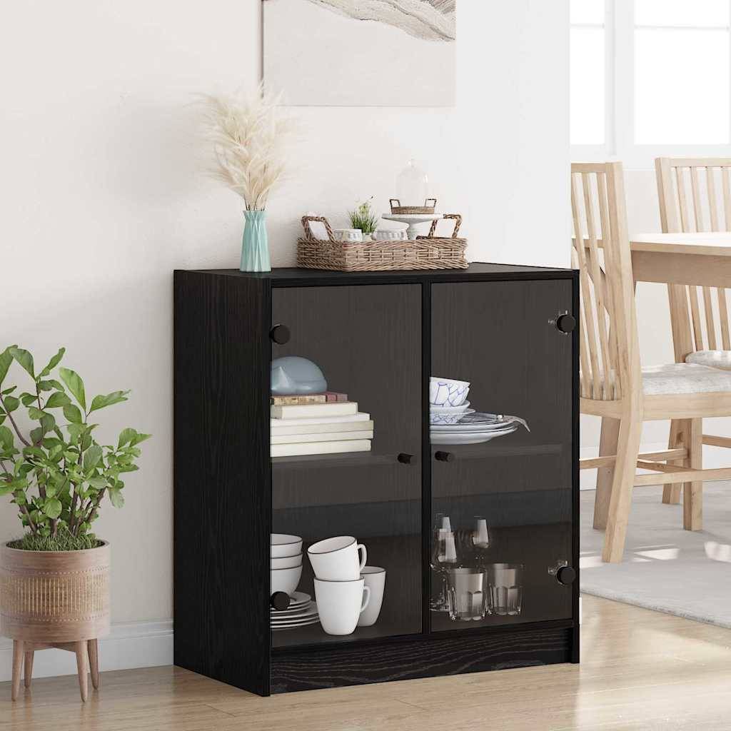vidaXL Seitenschrank Schwarz Eichen-Optik 68 x 37 x 75,5 cm