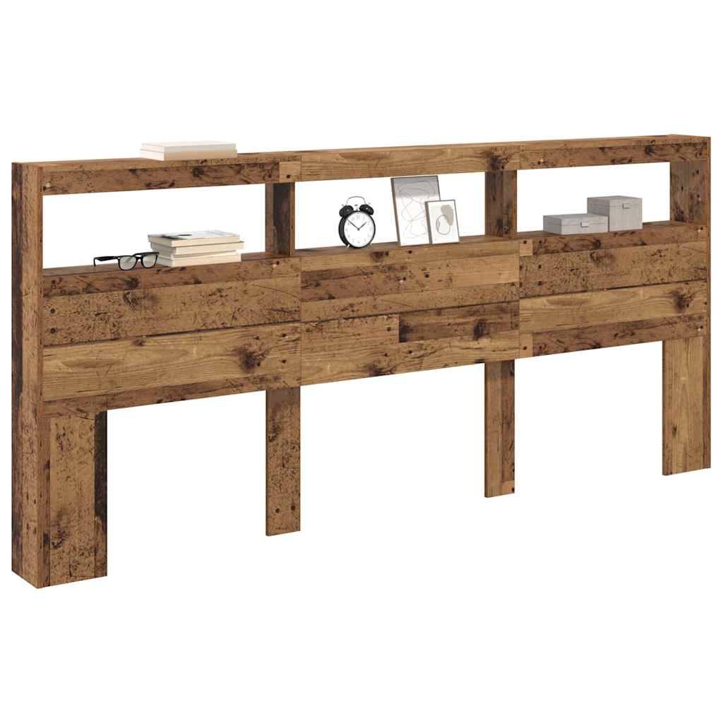 vidaXL Kopfteil mit Regal Altholz 220 x 17 x 102 cm Holzwerkstoff