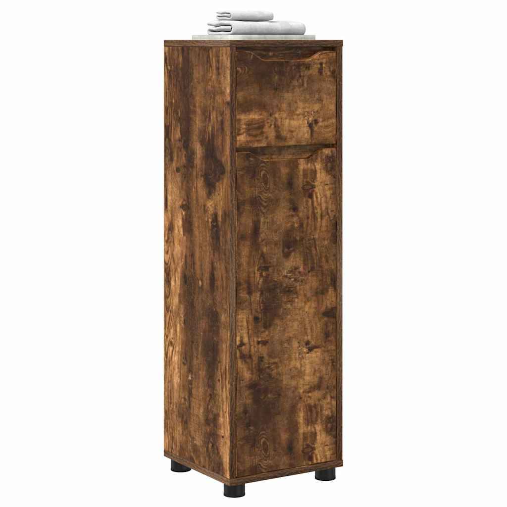 vidaXL Badezimmerschrank mit Tür Geräucherte Eiche 30,5 x 30 x 101 cm
