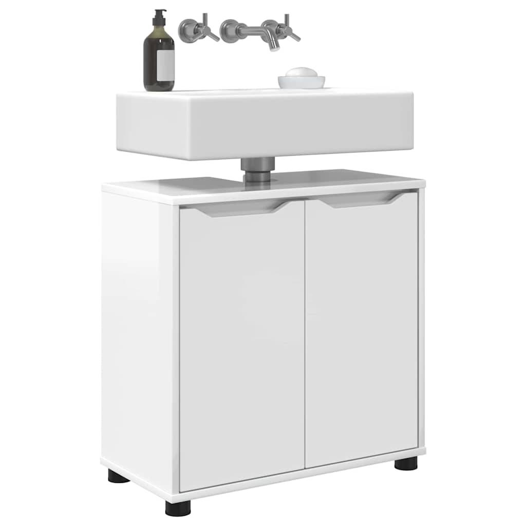 vidaXL Badezimmerwaschbecken-Schrank Hochglanz Weiß 60 x 30 x 60 cm