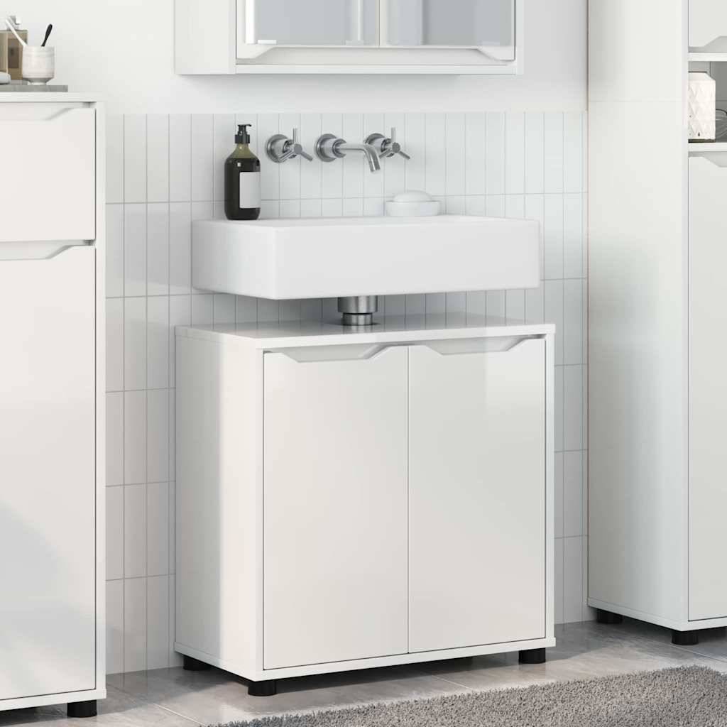 vidaXL Badezimmerwaschbecken-Schrank Hochglanz Weiß 60 x 30 x 60 cm