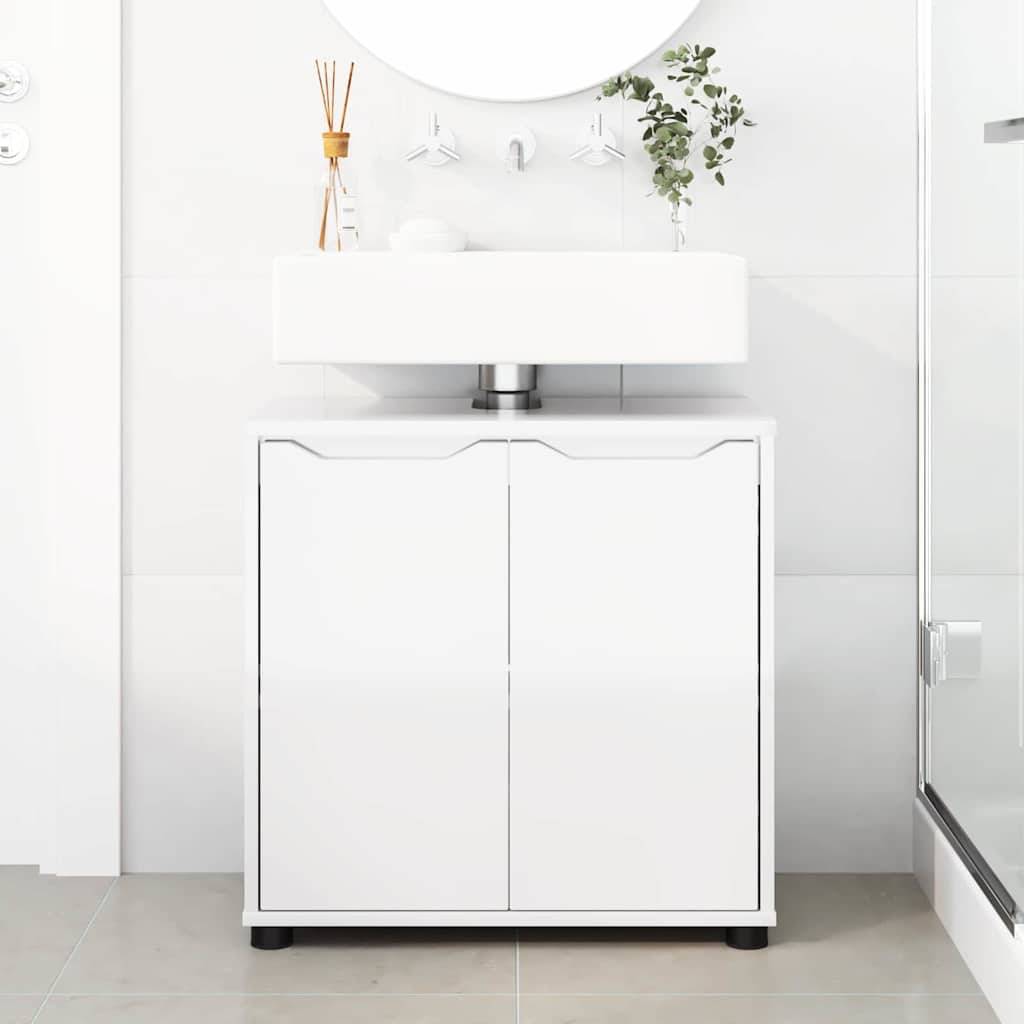 vidaXL Badezimmerwaschbecken-Schrank Hochglanz Weiß 60 x 30 x 60 cm