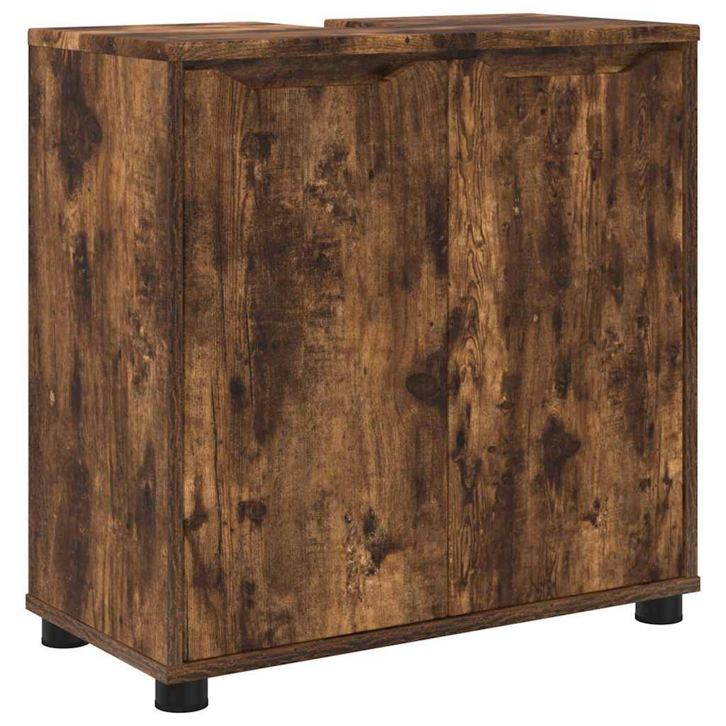 vidaXL Badezimmerwaschbecken-Schrank Geräucherte Eiche 60 x 30 x 60 cm