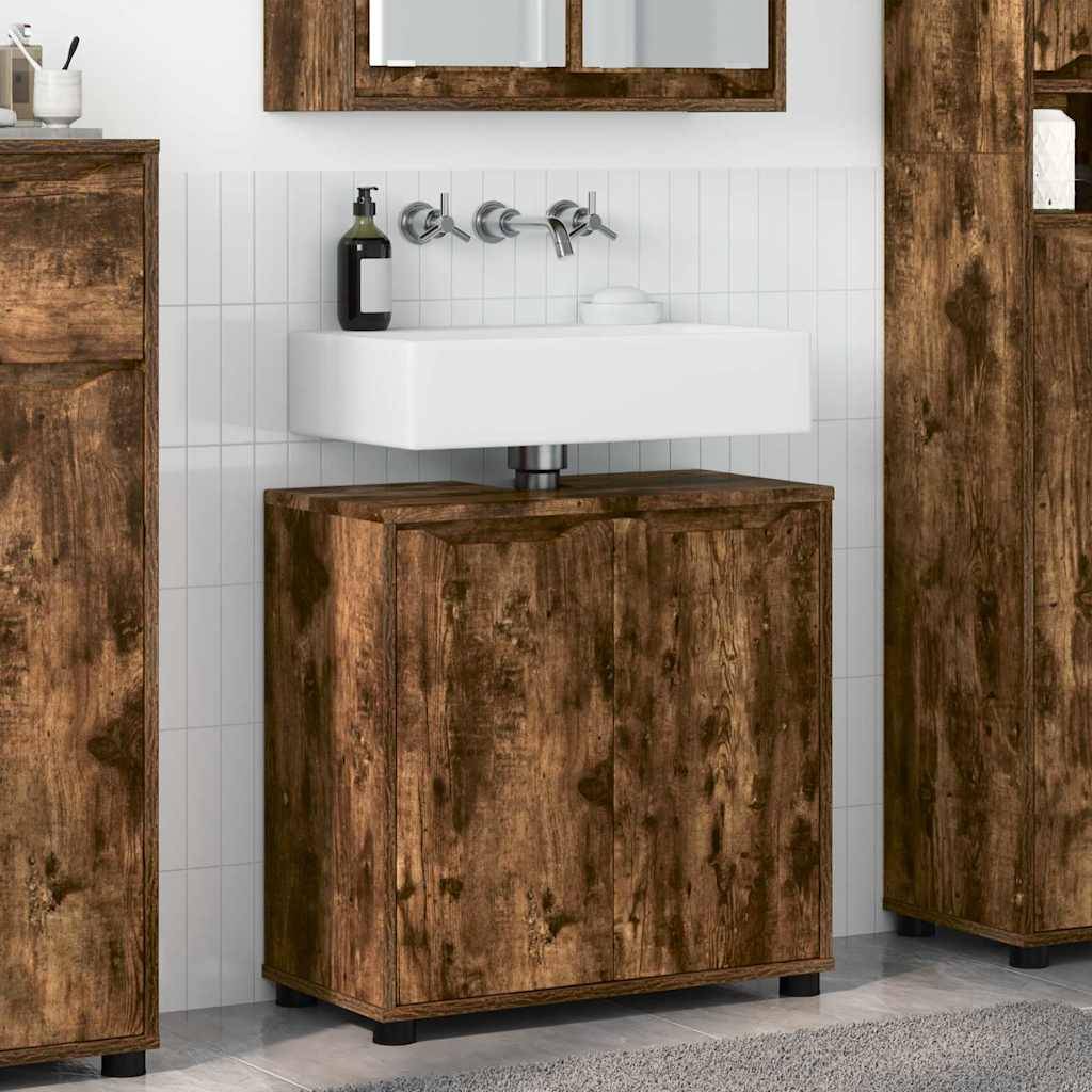 vidaXL Badezimmerwaschbecken-Schrank Geräucherte Eiche 60 x 30 x 60 cm