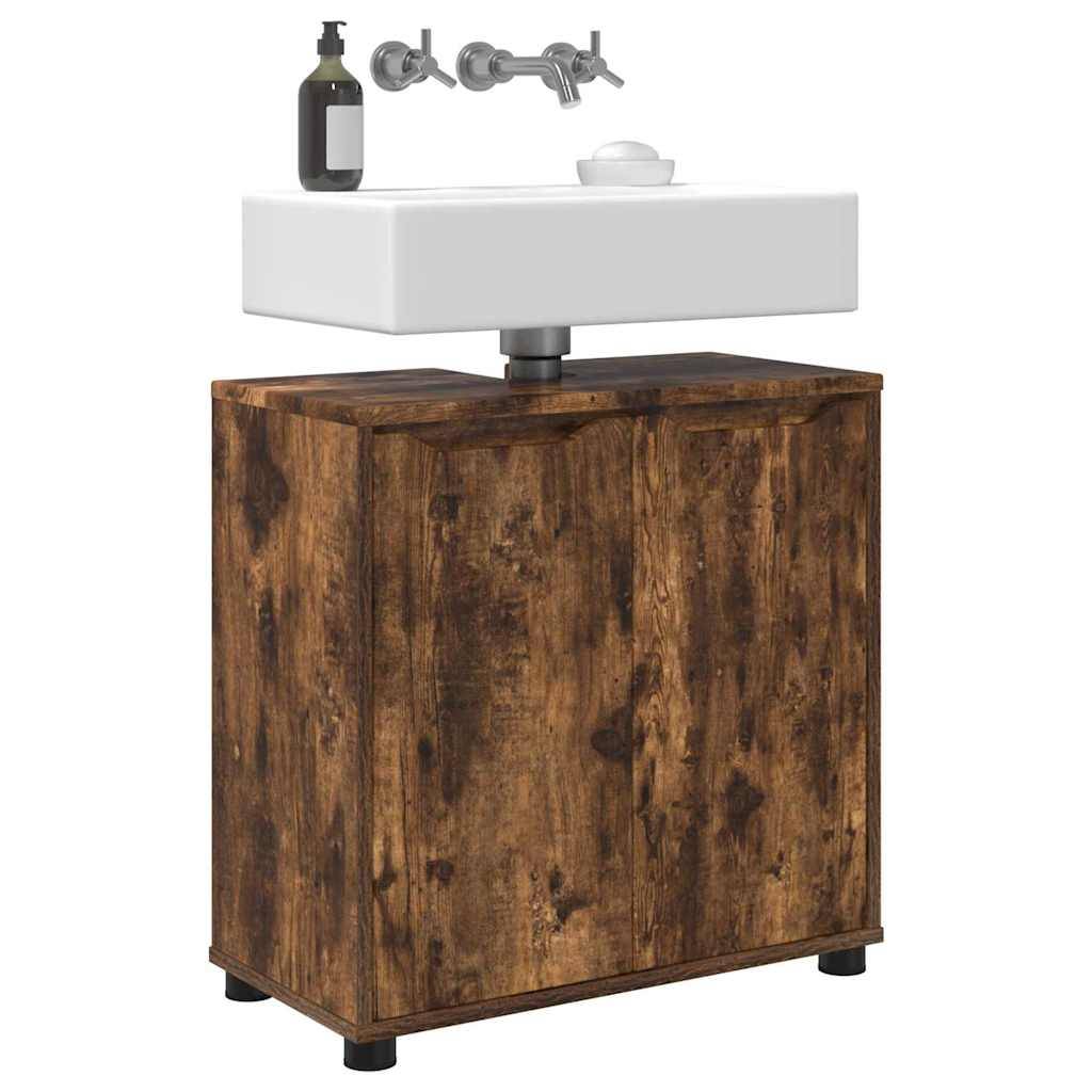vidaXL Badezimmerwaschbecken-Schrank Geräucherte Eiche 60 x 30 x 60 cm