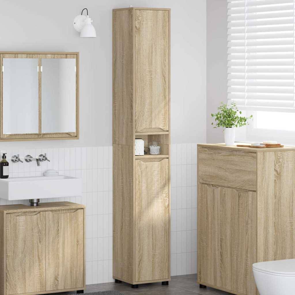 vidaXL Badezimmerschrank Sonoma-Eiche 30,5 x 30 x 195 cm Holzwerkstoff
