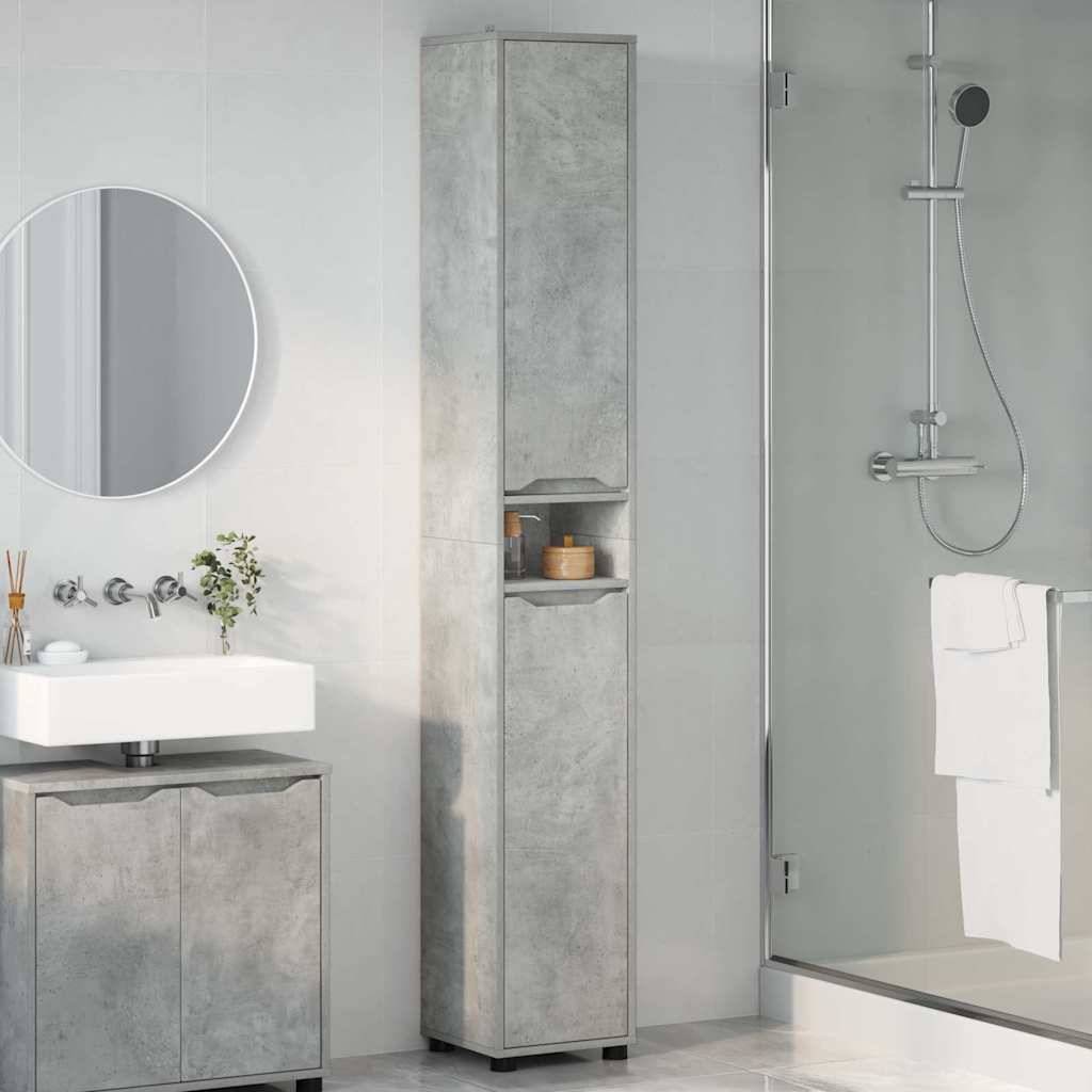 vidaXL Badezimmerschrank Beton Grau 30,5 x 30 x 195 cm Holzwerkstoff