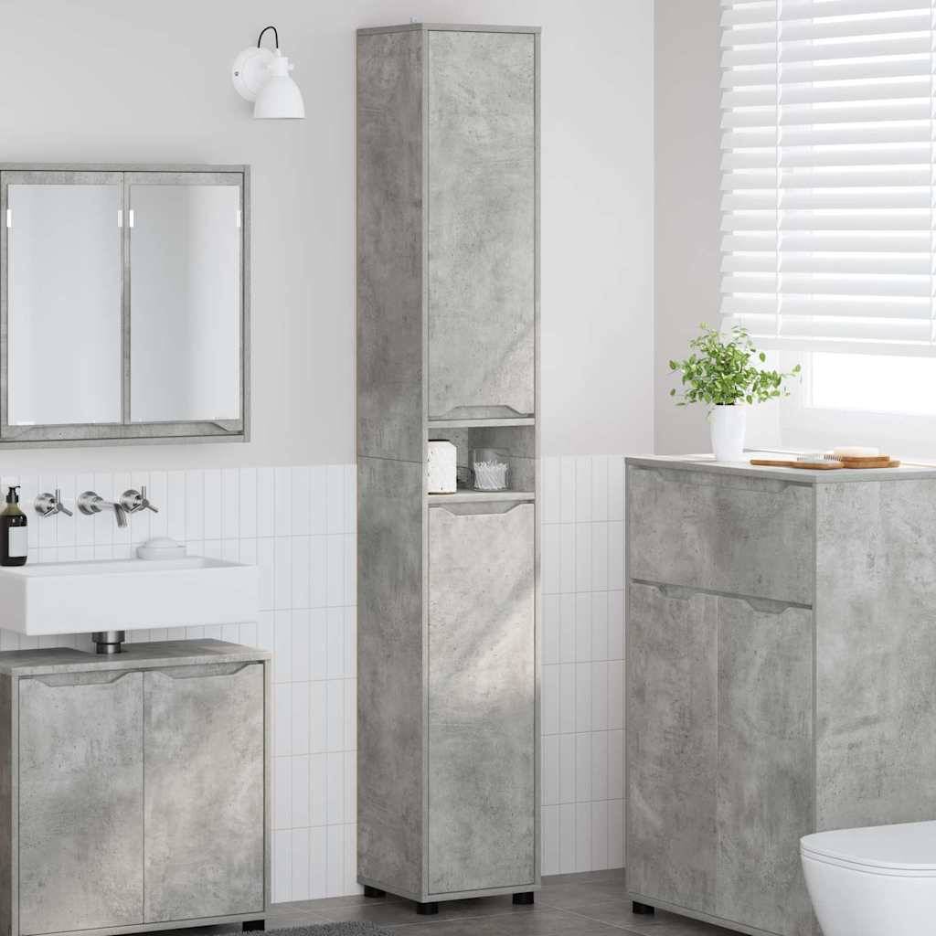 vidaXL Badezimmerschrank Beton Grau 30,5 x 30 x 195 cm Holzwerkstoff