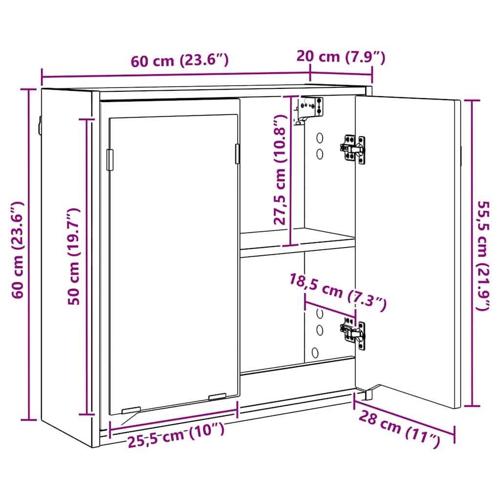 vidaXL Badezimmerspiegelschrank Weiß 60 x 20 x 60 cm Holzwerkstoff