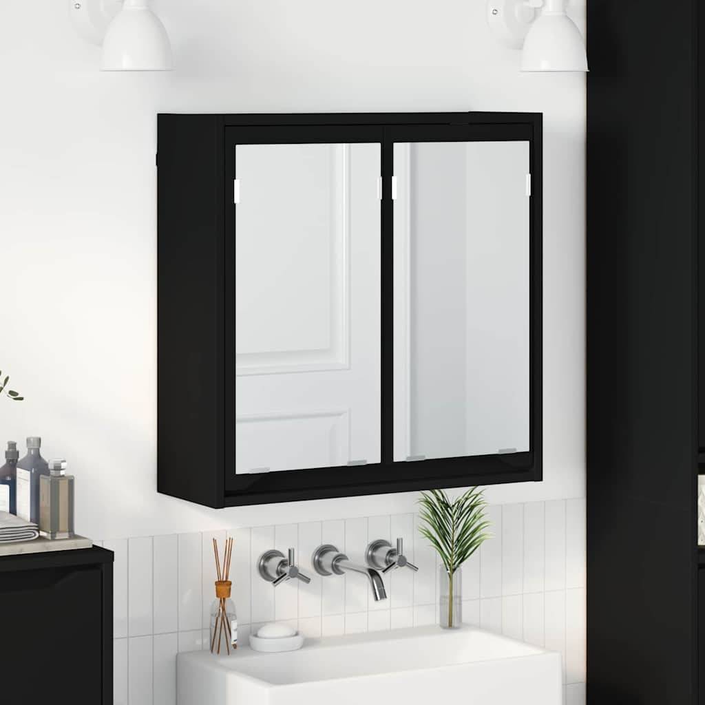 vidaXL Badezimmerspiegelschrank Schwarz 60 x 20 x 60 cm Holzwerkstoff