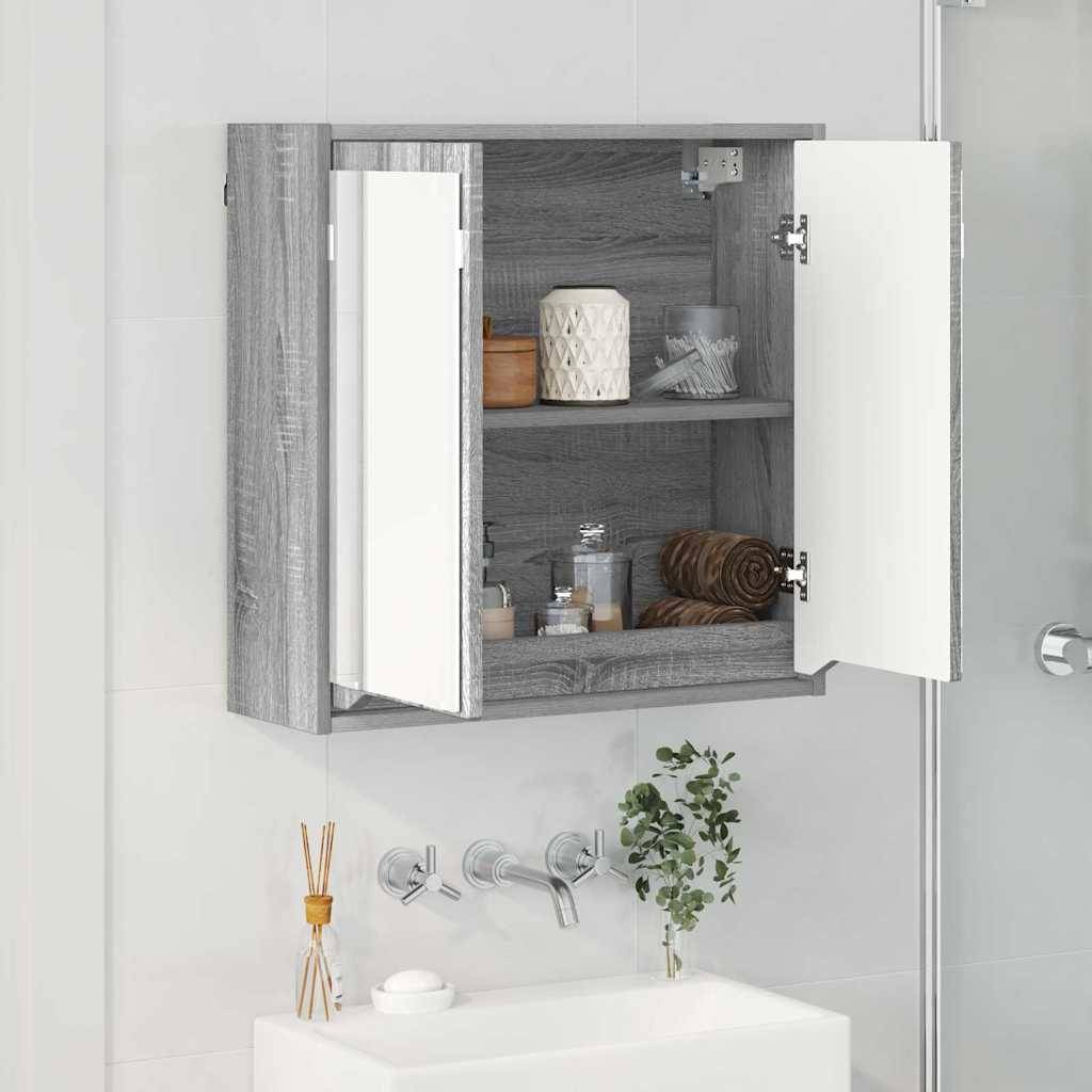vidaXL Badezimmerspiegelschrank mit Tür Graues Sonoma 60 x 20 x 60 cm