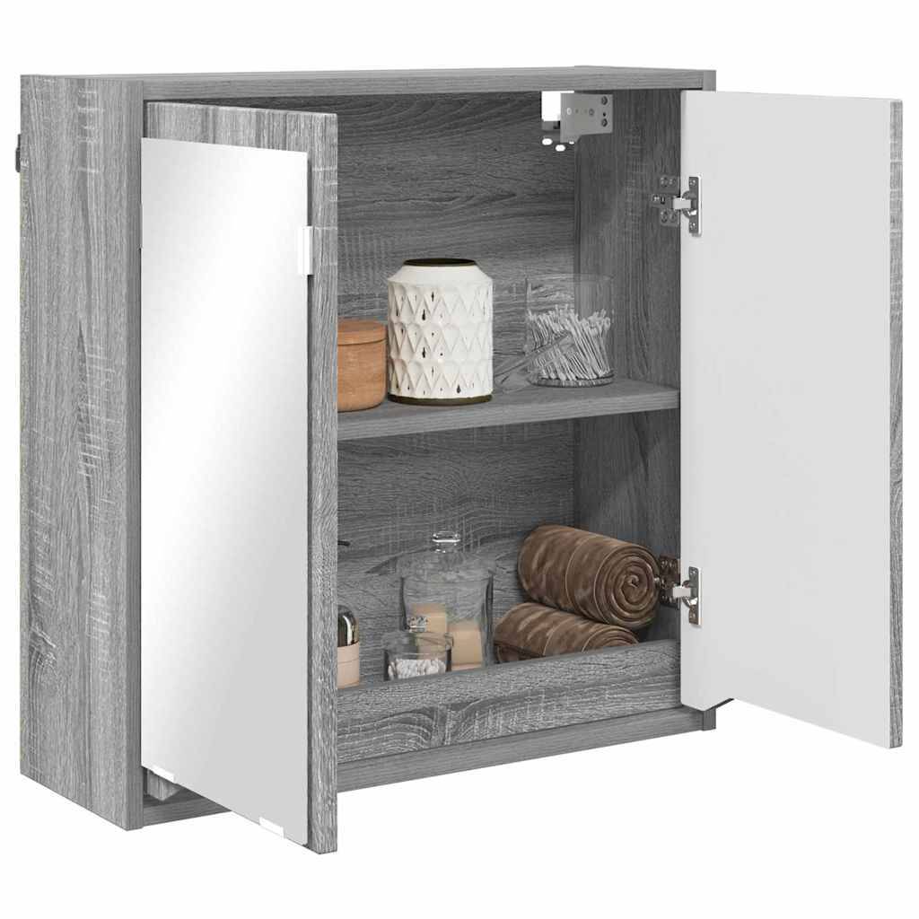 vidaXL Badezimmerspiegelschrank mit Tür Graues Sonoma 60 x 20 x 60 cm