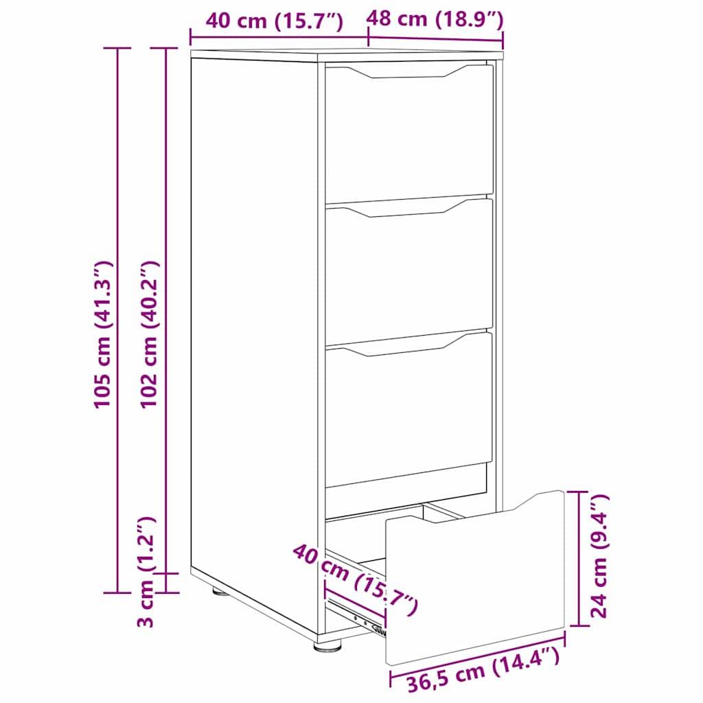 vidaXL Aufbewahrungsschrank Weiß 40 x 48 x 105 cm Holzwerkstoff