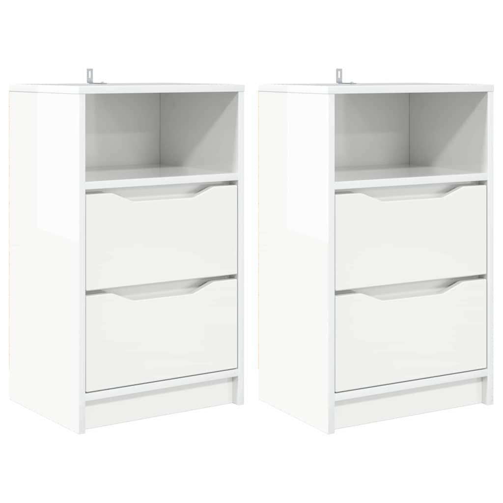 vidaXL Nachttische 2 pcs Hochglanz Weiß 40 x 30 x 467 cm Holzwerkstoff