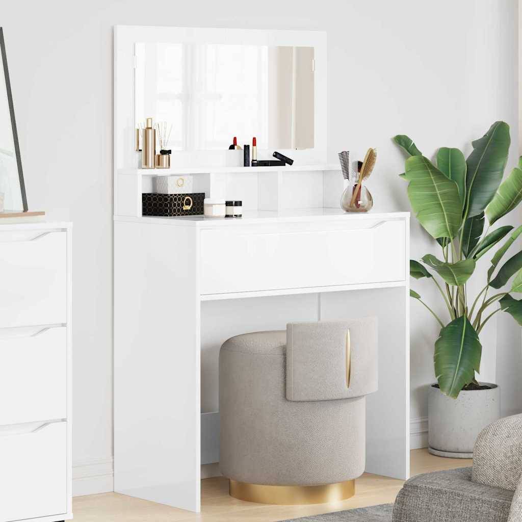 vidaXL Schlafzimmer-Frisiertische Hochglanz Weiß 80 x 39,6 x 135 cm