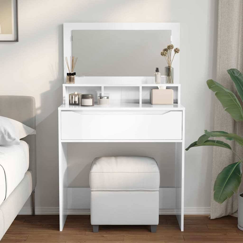vidaXL Schlafzimmer-Frisiertische Hochglanz Weiß 80 x 39,6 x 135 cm