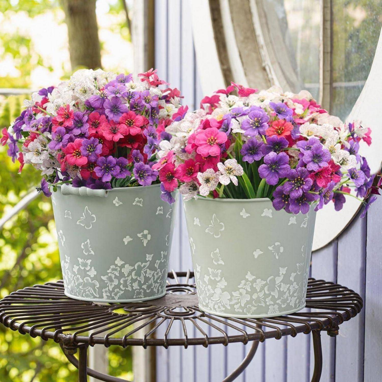 Künstliche Blumen Balkon Wetterfest UV Beständig 12 Bündel