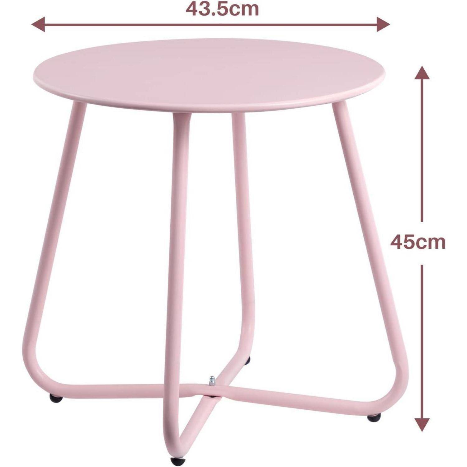 Beistelltisch Outdoor Balkontisch Rund Gartentisch Metalltisch Pink