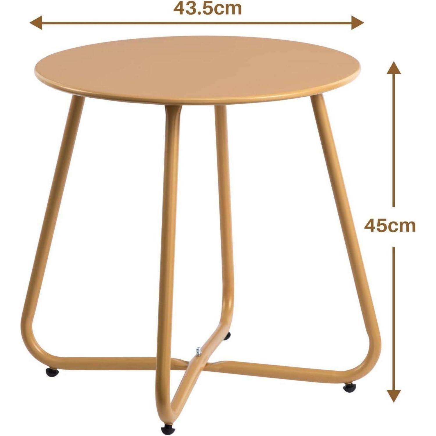 Beistelltisch Outdoor Balkontisch Gold Rund Metalltisch