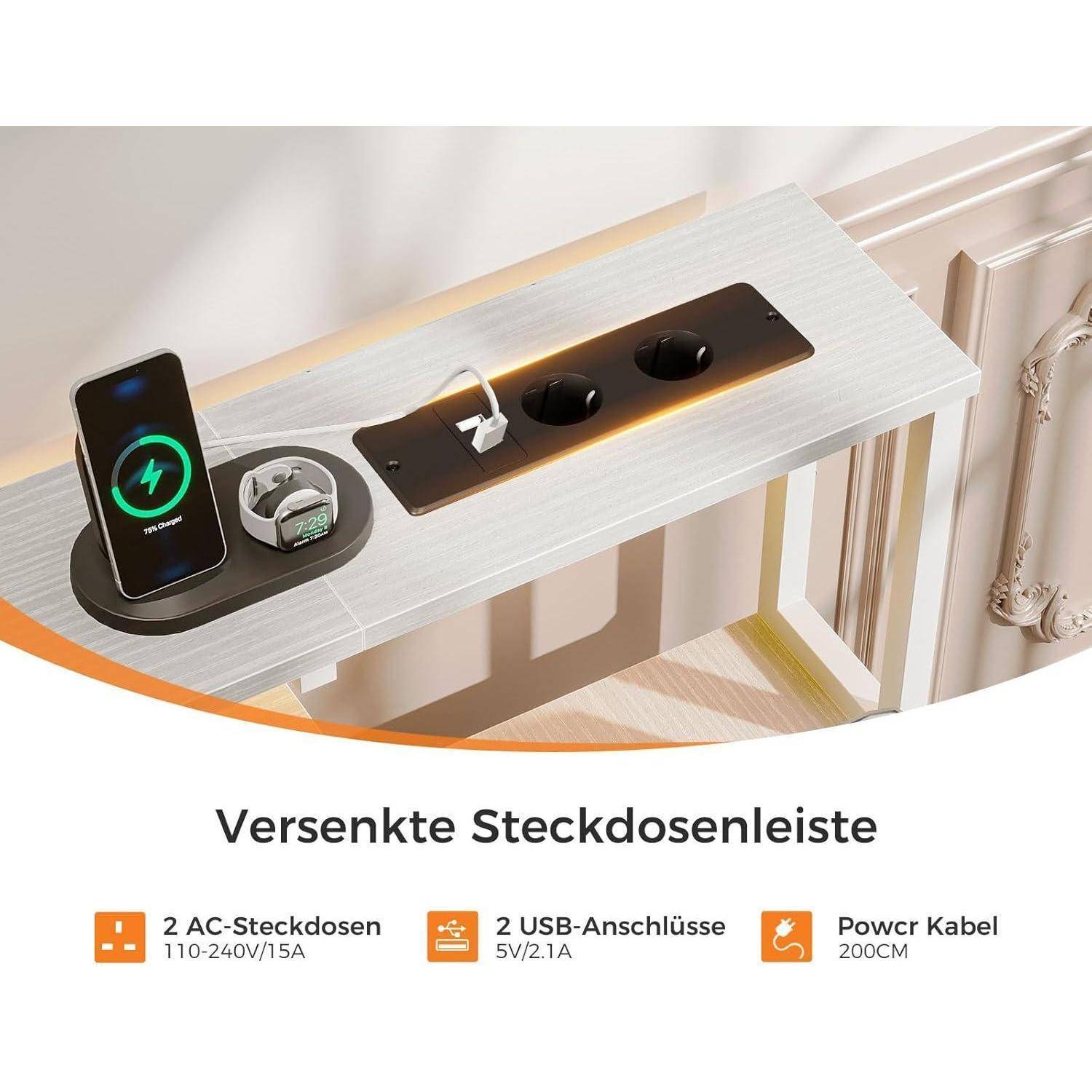 Schreibtisch 140x48cm mit Schubladen und