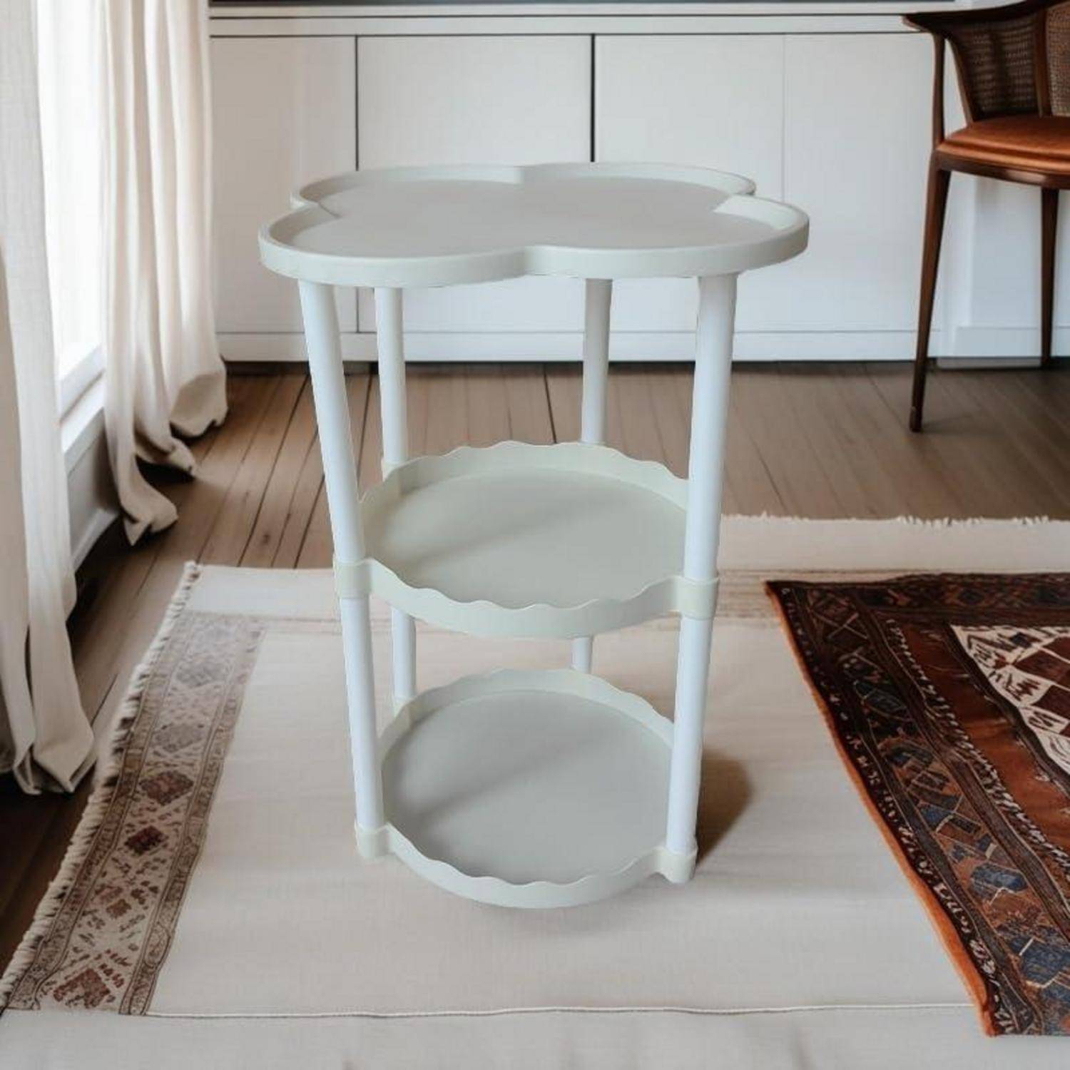 Weißer Beistelltisch 34 cm, Endtisch für Schlafzimmer & Wohnzimmer